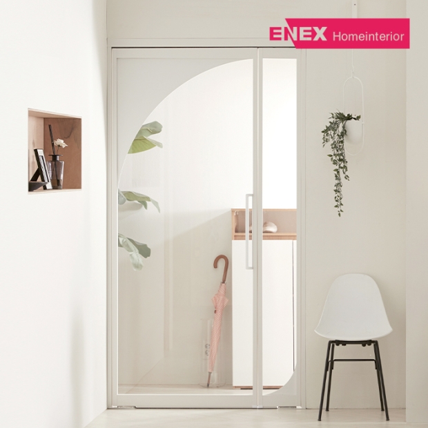 하이 모던 아치형 반자동 스윙 중문
