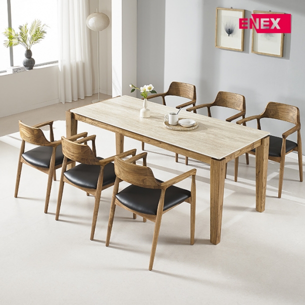 자밀라 아트세라믹 원목 6인 식탁세트