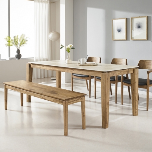 자밀라 아트세라믹 원목 6인 벤치 식탁세트