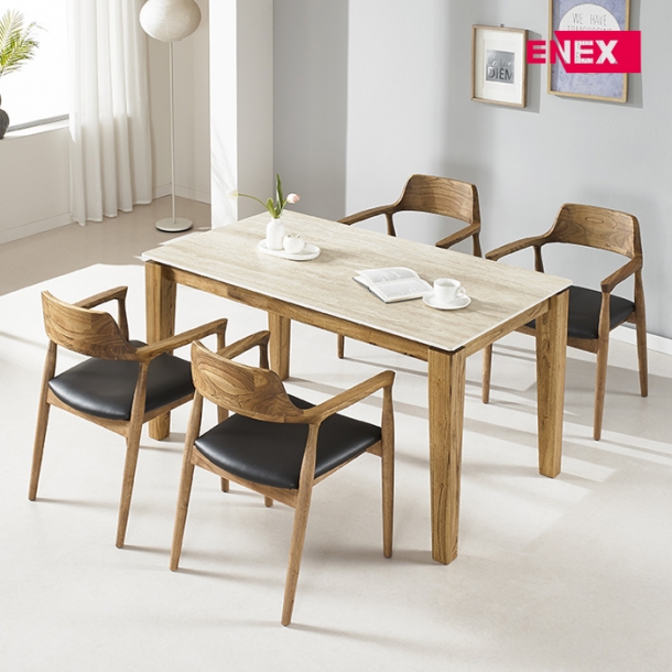 자밀라 아트세라믹 원목 4인 식탁세트