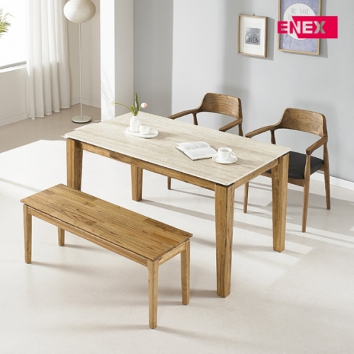 자밀라 아트세라믹 원목 4인 벤치 식탁세트