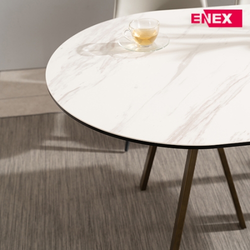 샤론 6인용 원형 이태리세라믹식탁 (앤틱골드/의자제외)