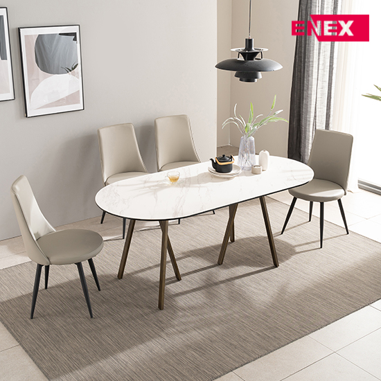 샤론 6인용 원형 이태리세라믹식탁 (앤틱골드/의자제외)