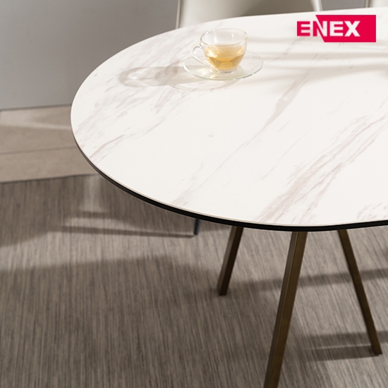 샤론 6인용 원형 이태리세라믹식탁 (앤틱골드/의자제외)