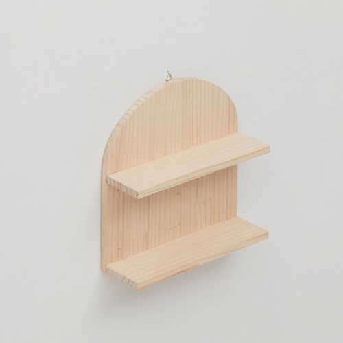 우디 2단 원목 라운드 선반(내추럴)