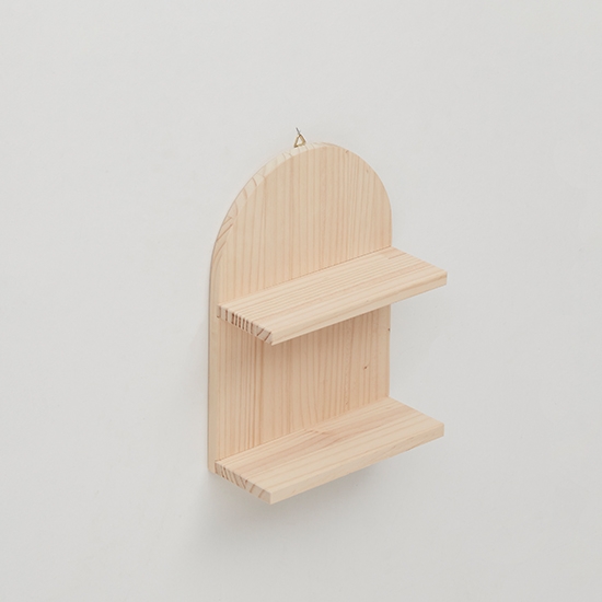 우디 2단 원목 라운드 선반(내추럴)