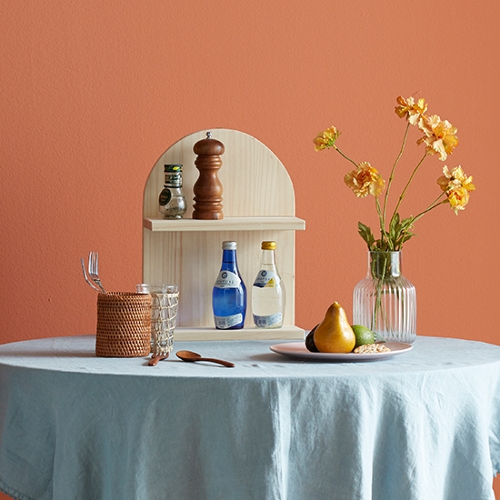 우디 2단 원목 라운드 선반(내추럴)