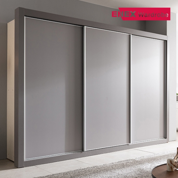 시그니처 그레이 무광 슬라이딩 장롱-240cm (3도어)