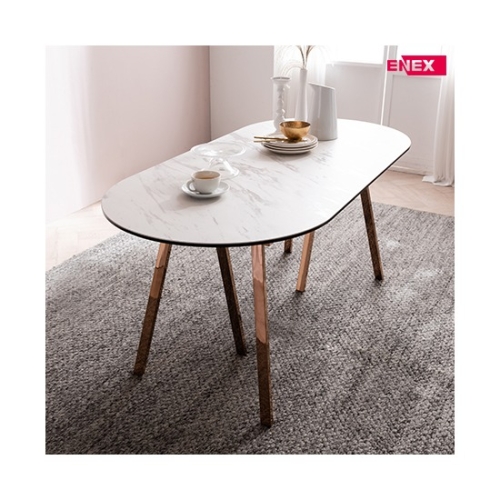 샤론 4인용 원형 이태리세라믹식탁(골드도금/의자제외)