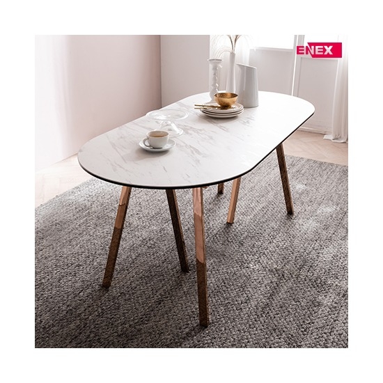 샤론 4인용 원형 이태리세라믹식탁(골드도금/의자제외)