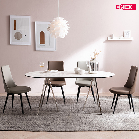 샤론 4인용 원형 이태리세라믹식탁(실버스텐/의자제외)