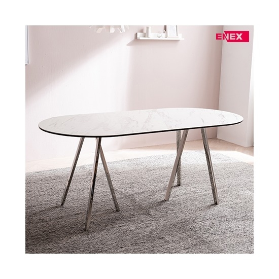 샤론 4인용 원형 이태리세라믹식탁(실버스텐/의자제외)