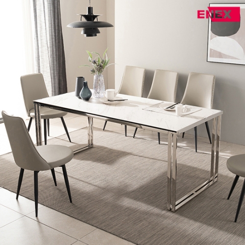 [특별할인] 더스퀘어 6인용 이태리세라믹식탁(실버스텐/의자제외)