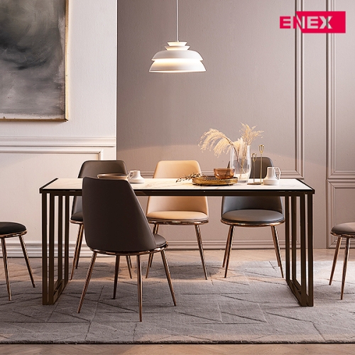 [특별할인] 더스퀘어 6인용 이태리세라믹식탁(앤틱골드/의자제외)