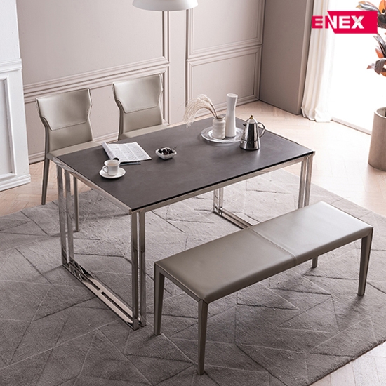 [특별할인] 더스퀘어 4인용 이태리세라믹식탁(실버스텐/의자제외)