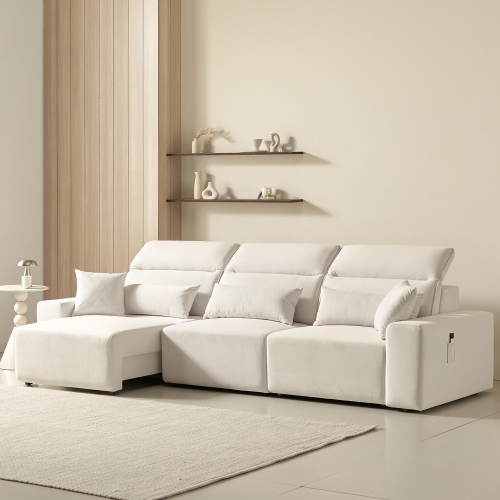 플로 확장형 슬라이드 모션 리클라이너 이지클린 4인 소파