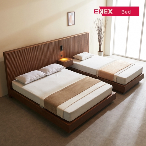 알레 LED 호텔형 템바보드 원목침대 Q (1600)