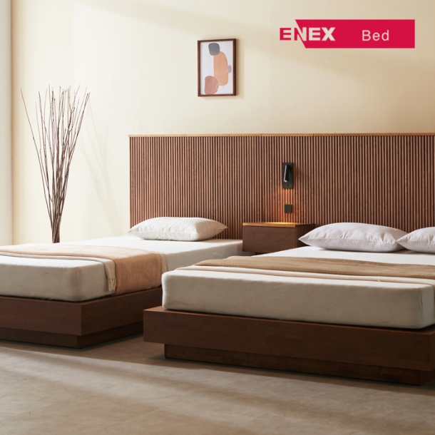 알레 LED 호텔형 템바보드 원목침대 Q (1600)