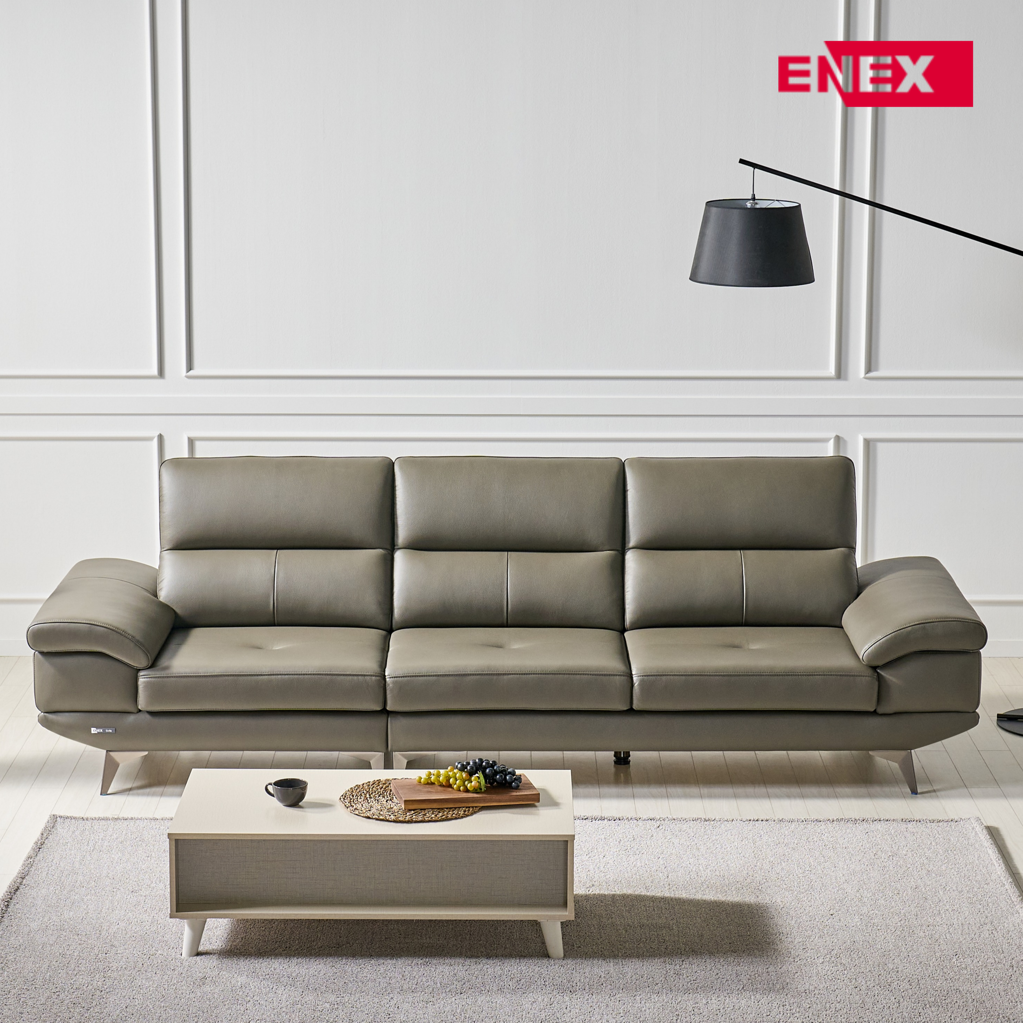 피렌체 이태리 천연소가죽 4인 소파+스툴