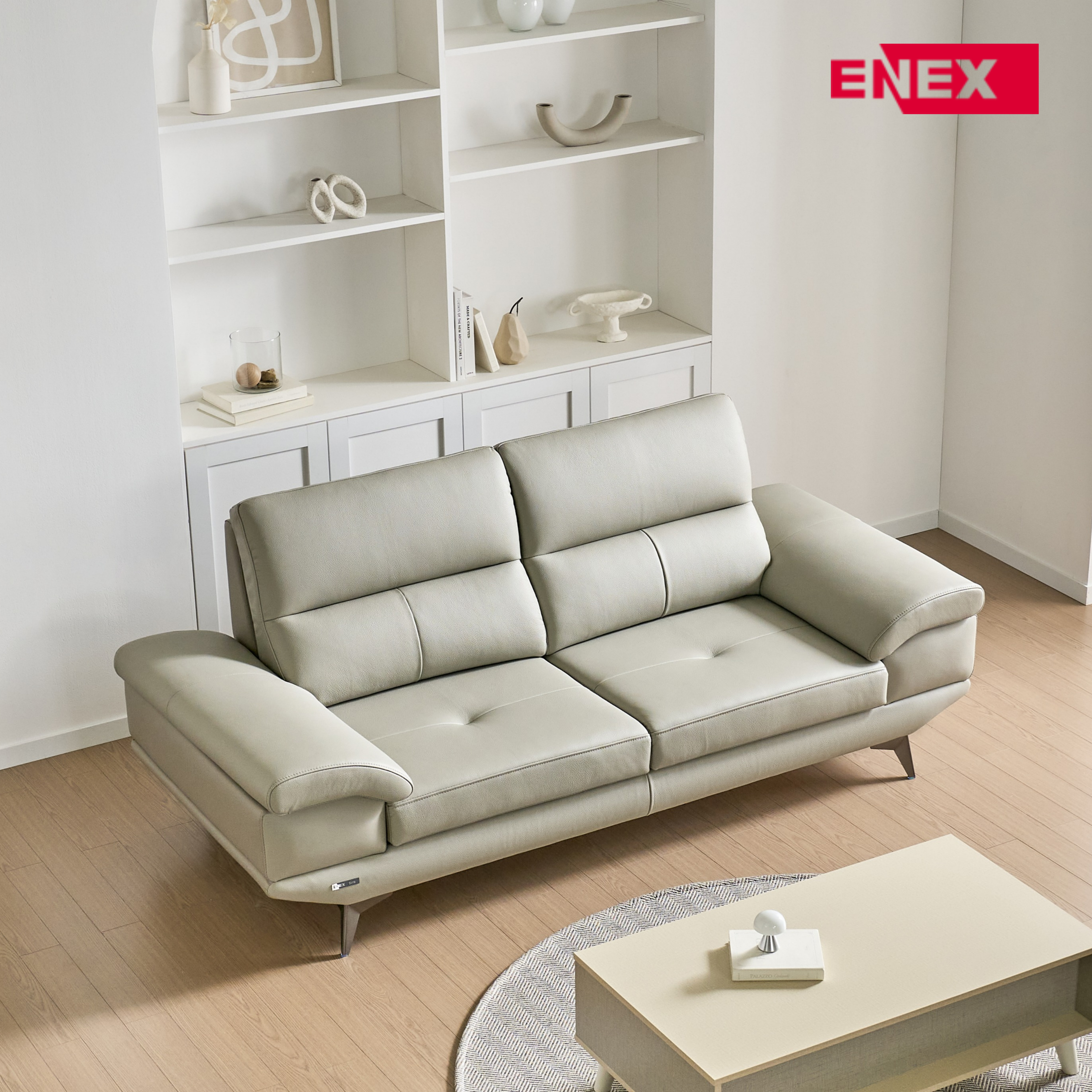 피렌체 이태리 천연소가죽 3인 소파 (스툴 별도)