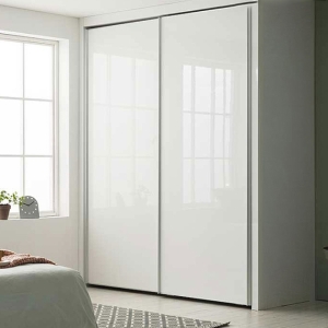 로얄 작은방 슬라이딩 붙박이장(화이트 하이그로시/거울없음)-1640~1800mm