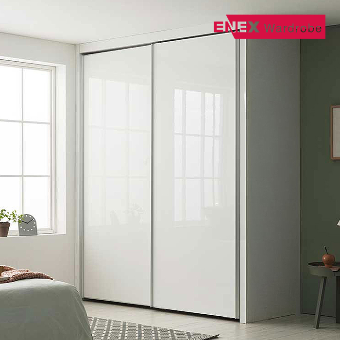 로얄 작은방 슬라이딩 붙박이장(화이트 하이그로시/거울없음)-1440~1550mm