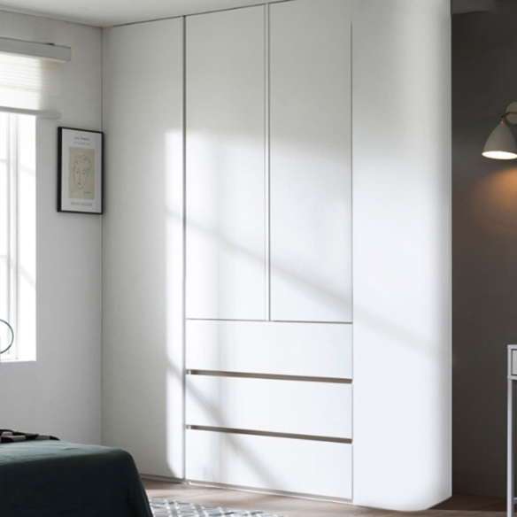 버클리 작은방 붙박이장 3단서랍형(라운드ep)-1501~1700mm