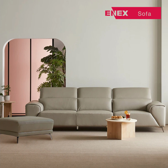 베니스 4인용 헤드 기능성 이태리 천연면피 가죽소파+스툴