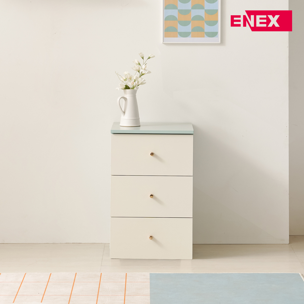 민트 3단 다용도 수납 서랍장 400