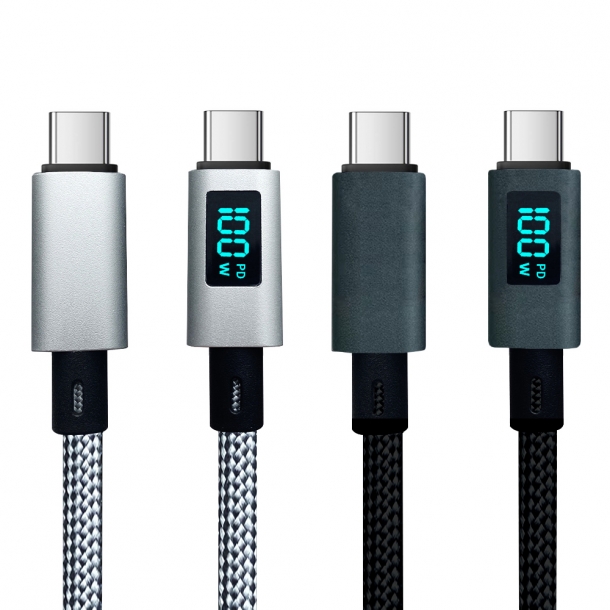 보스위즈 LED 디스플레이 C to C타입 PD 100w 초고속 충전 데이터 케이블 2M BOS-100LCD