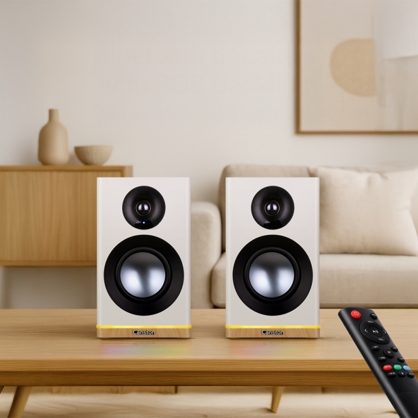 캔스톤 2채널 블루투스 컴퓨터 게이밍 북쉘프 PC 인테리어 TV 스피커 X9BT