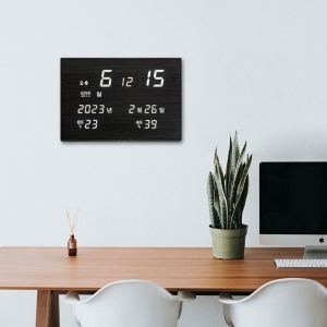 코트론 날짜 온도 습도 표시 GPS 오차없는 LED 벽시계 사무실 가정용 학교 학원 / KMG-2680_우드