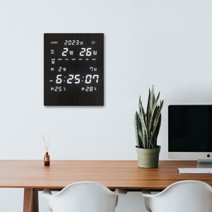 코트론 GPS 오차없는 LED 벽시계 사무실 가정용 학교 학원 날짜 온도 습도 표시 / KMG-3000_우드