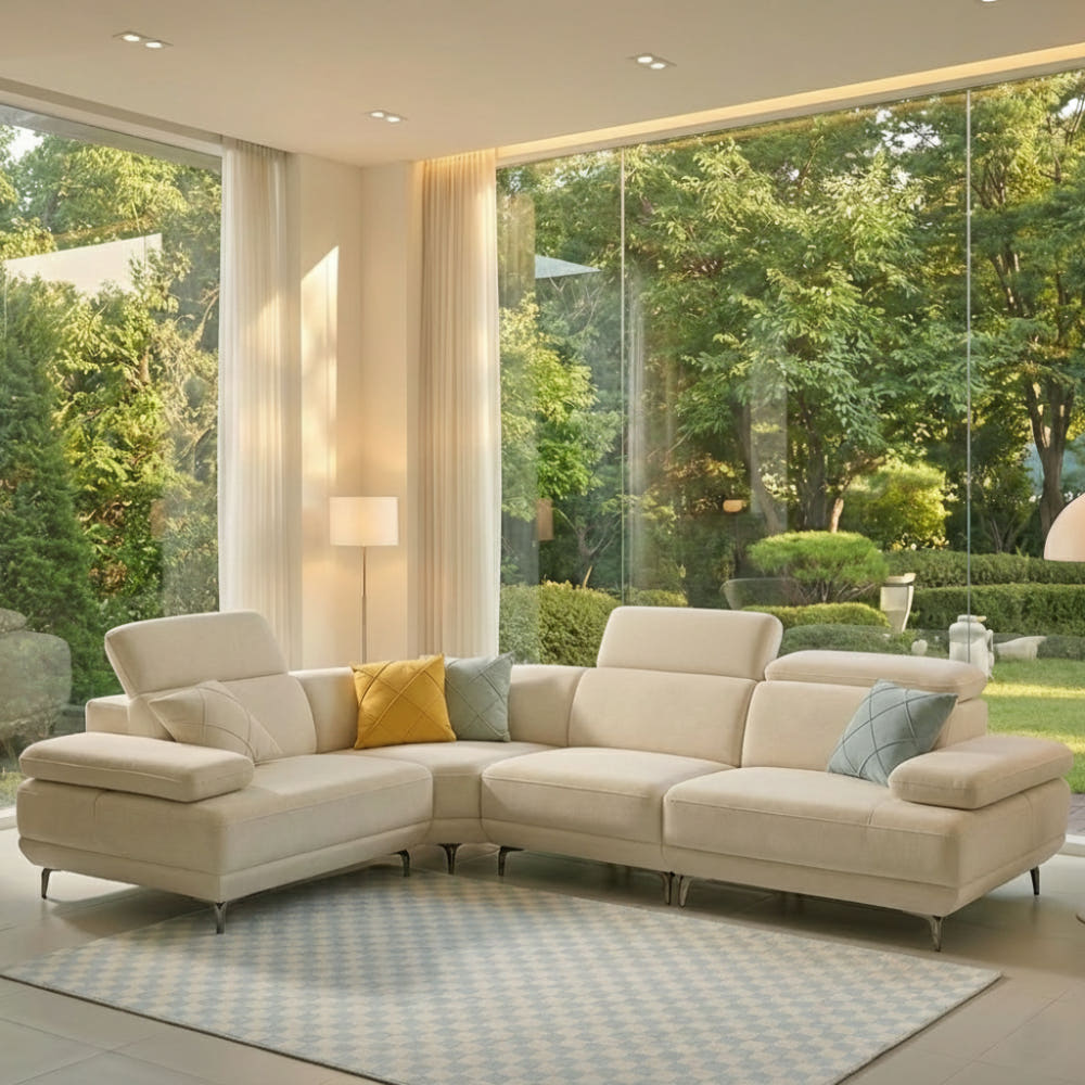 크리미 패브릭 모듈형 스윙 소파 코너형 5인