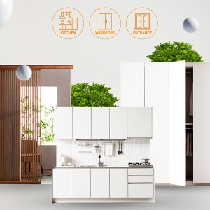 [인테리어 패키지] 맞춤제작 시스템 주방가구 + 붙박이장 3종 + 중문 6종 (선택)