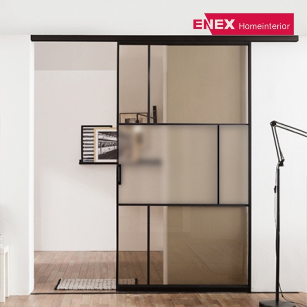 비엔나 원슬라이딩 슬림도어 중문 800~1,300 (블랙, 니켈브론즈)