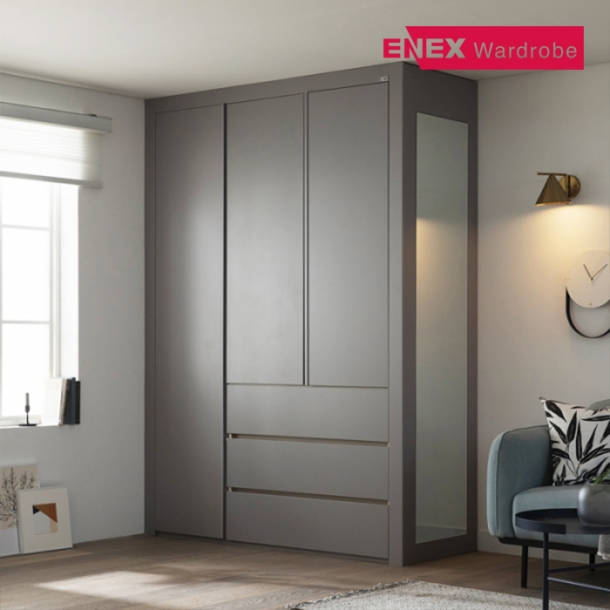 버클리 작은방 붙박이장 3단서랍형(거울포함)-1701~1850mm