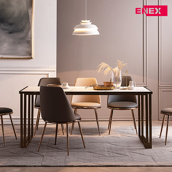 더스퀘어 6인용 이태리세라믹식탁 (앤틱골드/의자제외)