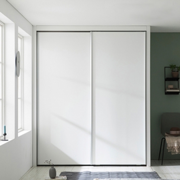 코튼 작은방 슬라이딩 붙박이장(화이트무광/거울포함)-1670~1800mm