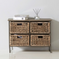 [엘린까사] 워터히야신스 2단수납장 바구니서랍장 철재수납장 라탄서랍장 라탄수납장 다용도 수납장 서랍장 수납바구니 수납정리함 코너장