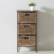 [엘린까사] 워터히야신스 3단수납장 바구니서랍장 철재수납장 라탄서랍장 라탄수납장