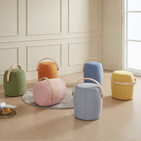 [엘린까사] 루비 원목 손잡이 원형스툴 보조 화장대 카페 의자