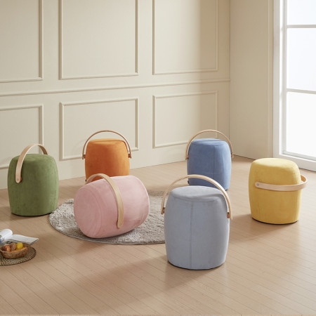 [엘린까사] 루비 원목 손잡이 원형스툴 보조 화장대 카페 의자