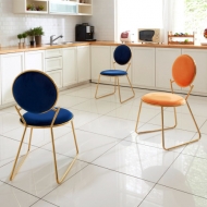 [엘린까사] 1+1 티아라 골드벨벳 마카롱체어 고급 스테인레스 예쁜 인테리어 화장대 식탁 의자 디자인체어