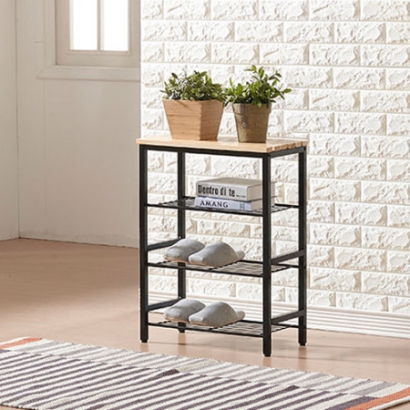 [엘린까사] 벤치형 미니 신발정리대 4단 신발장정리대 철제수납장 원목신발장 철제신발장