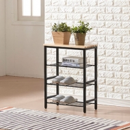 [엘린까사] 벤치형 미니 신발정리대 4단 신발장정리대 철제수납장 원목신발장 철제신발장