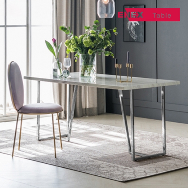 돌체 6인용 대리석식탁(실버스틸/의자제외)