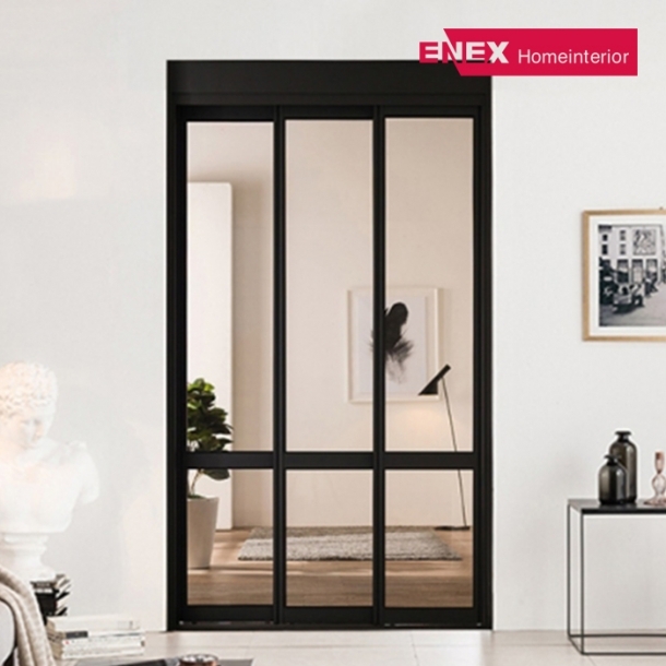 샤인 브론즈 디바이드 슬림도어 3연동 아파트 현관중문 (1,100~1,400)