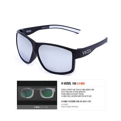 브이쿨 VK-2005 블랙 실버 편광안경 선글라스 (도수클립포함)