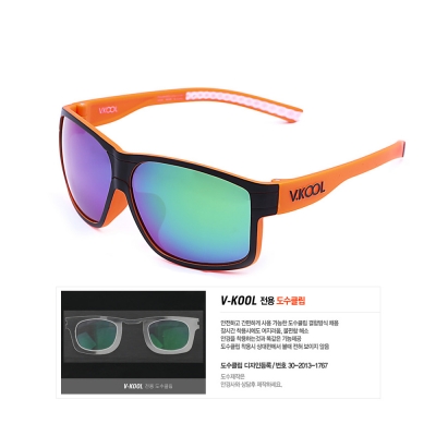 브이쿨 VK-2005 블랙오렌지 편광안경 선글라스 (도수클립포함)